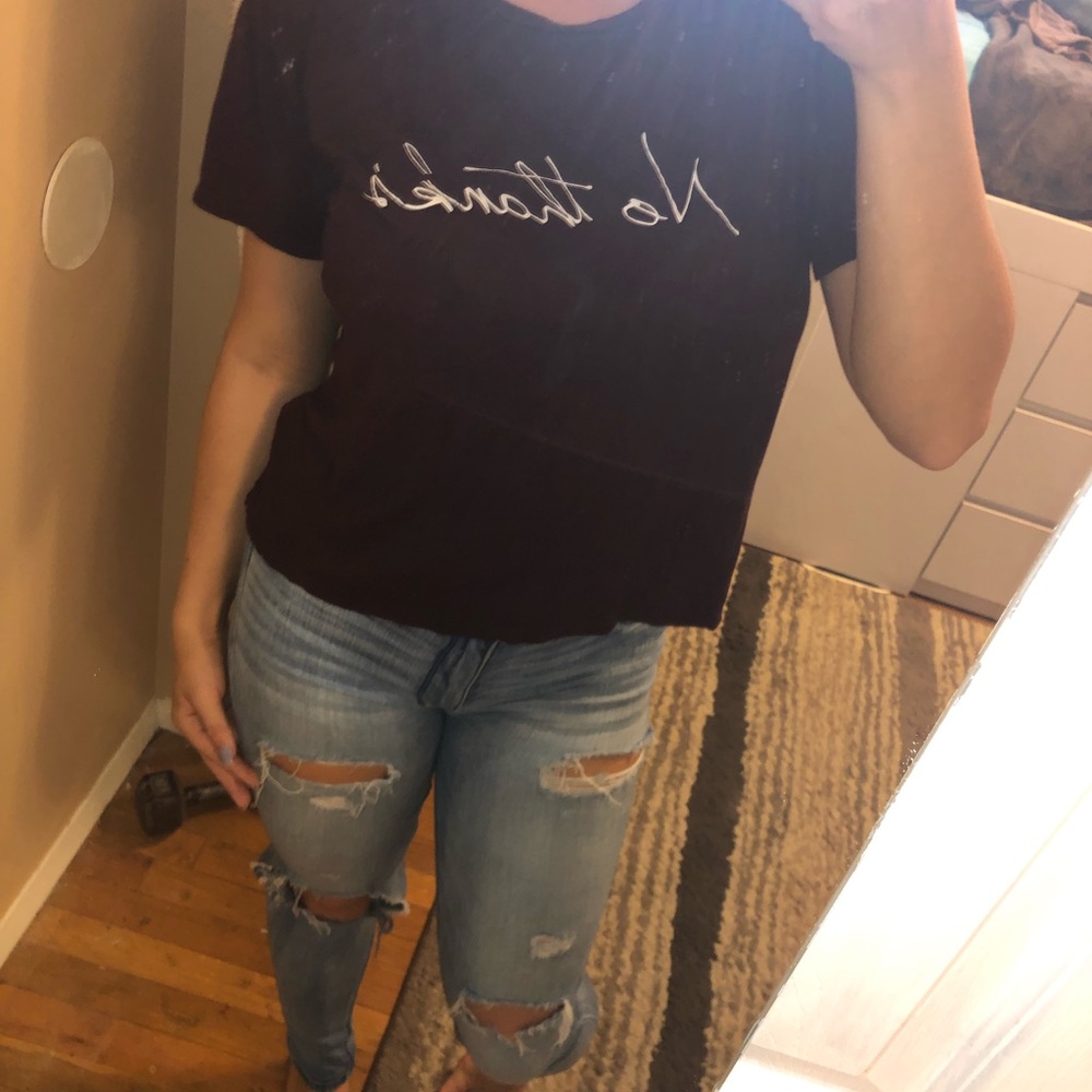 “No thanks” maroon colored top